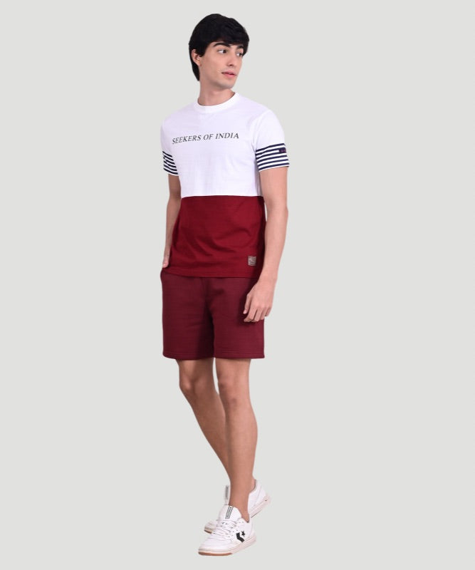 Indusvale Men's Colorblock Multicolor T-Shirt & Solid Short Set